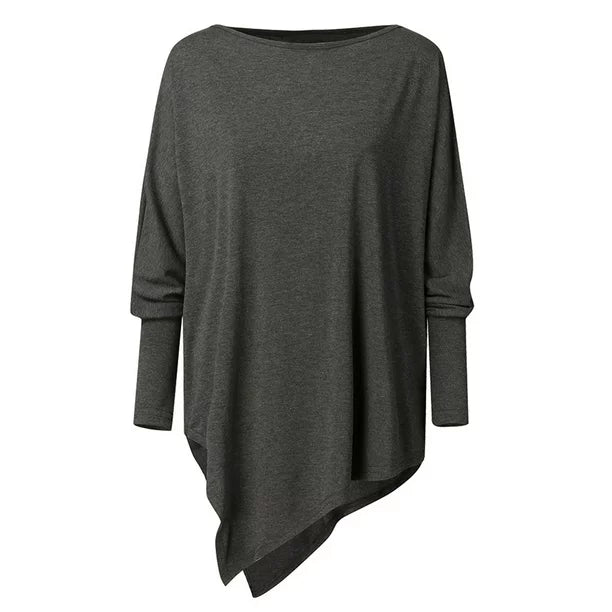 Bellachicha - Elegante asymmetrische Bluse mit lockerer Passform | Minimalistische schwarze asymmetrische Bluse