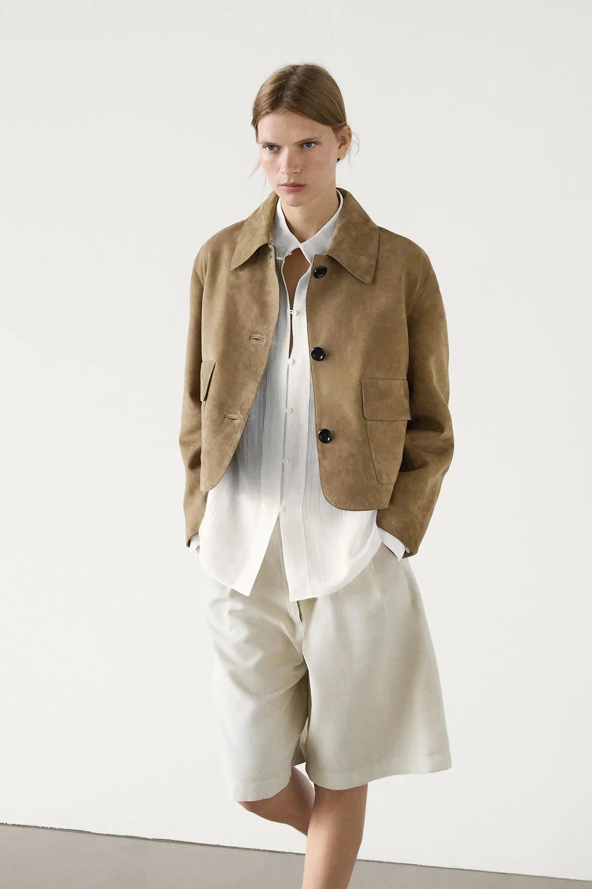 Veste en daim fendu avec poche