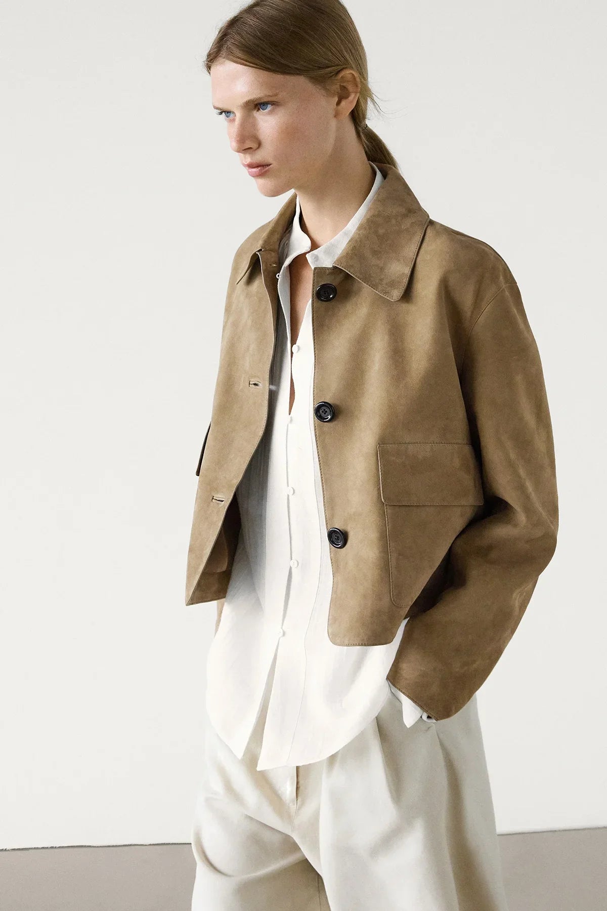 Veste en daim fendu avec poche
