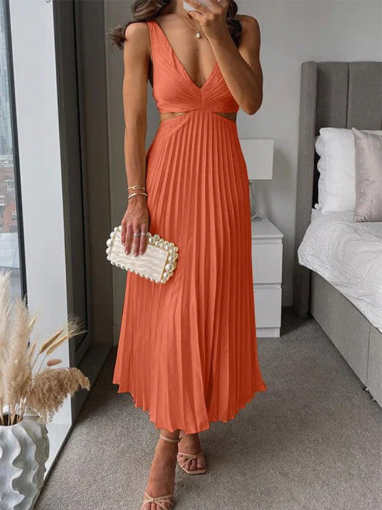 Julieta - Robe longue plissée avec décolleté