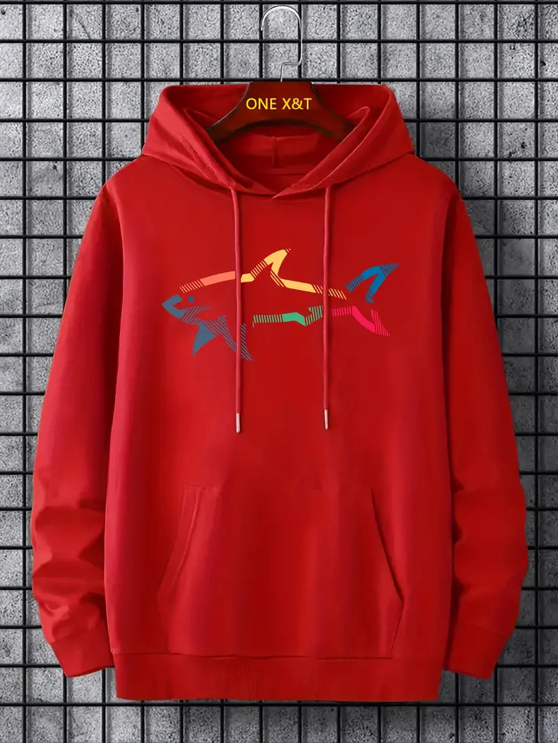 Brian – Sweat à capuche décontracté à motif requin pour homme