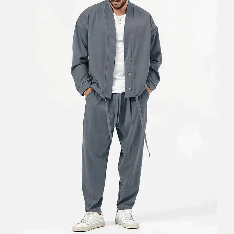 Gerrit - Ensemble 2 pièces avec blazer boutonné et pantalon à cordon