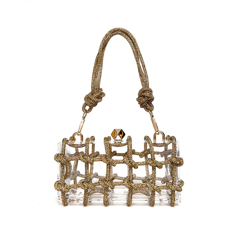 Petit sac carré de banquet en strass brillant Bellachicha