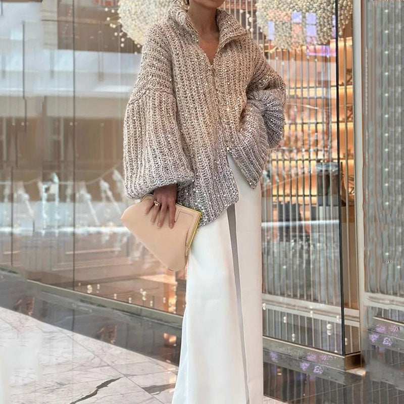 Pull en maille unie avec paillettes