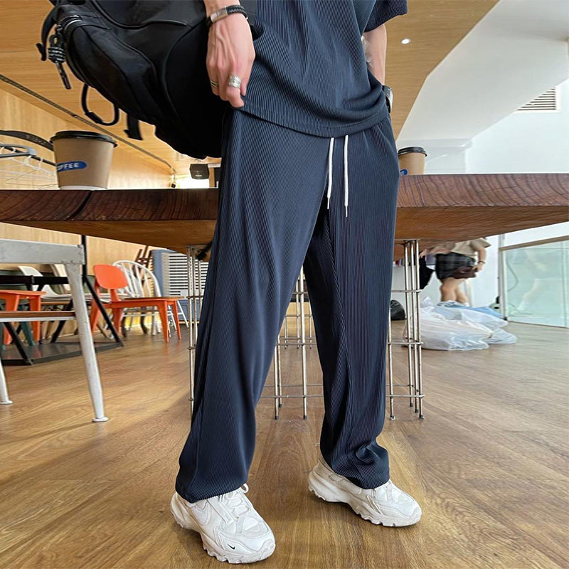 Ensemble 2 pièces décontracté en soie glacée pour homme