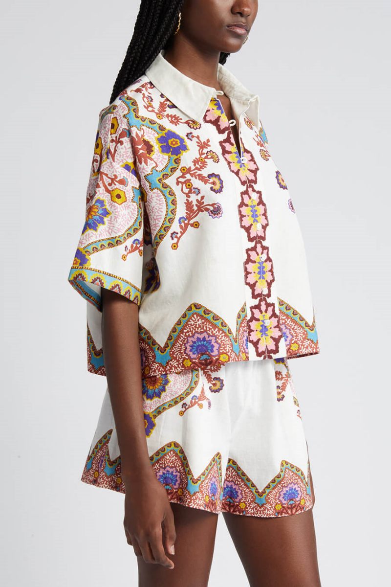 Ensemble chemise et short à imprimé floral ethnique