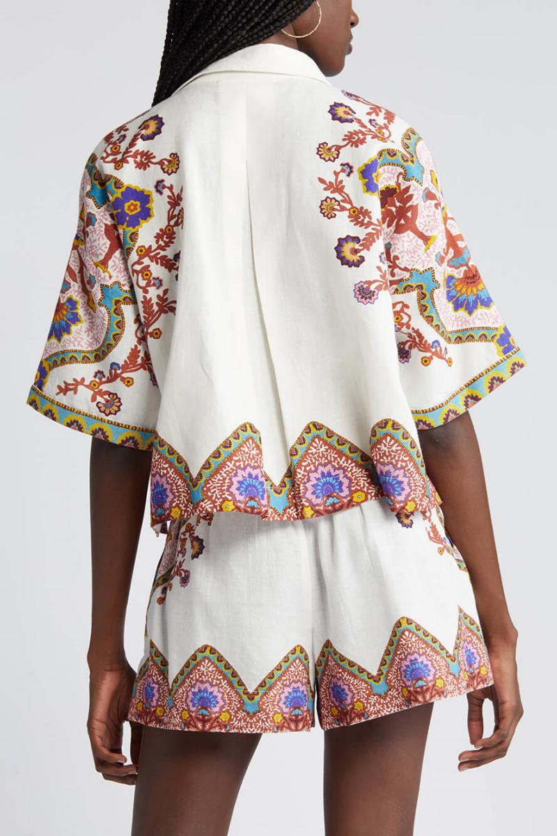 Ensemble chemise et short à imprimé floral ethnique
