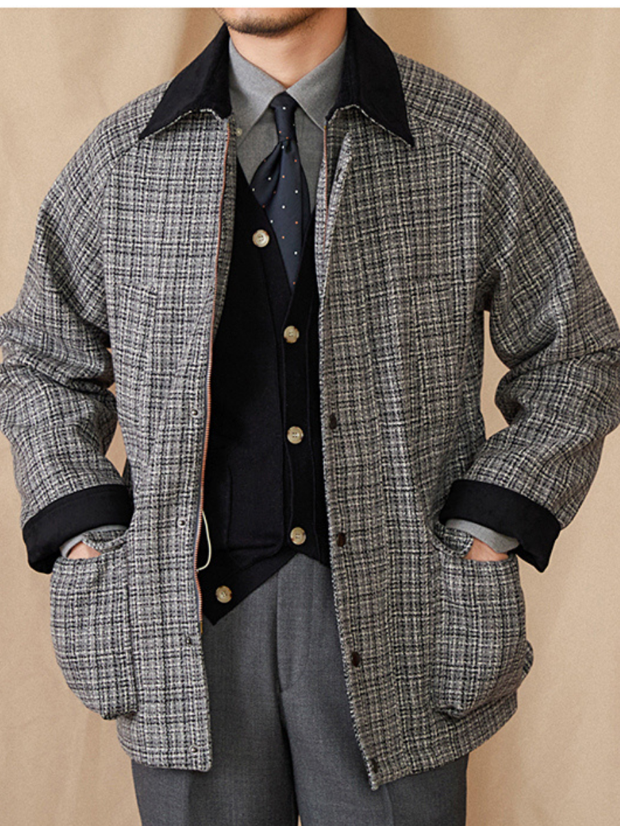 Bellachicha Hahnentritt-Woll-Feldjacke