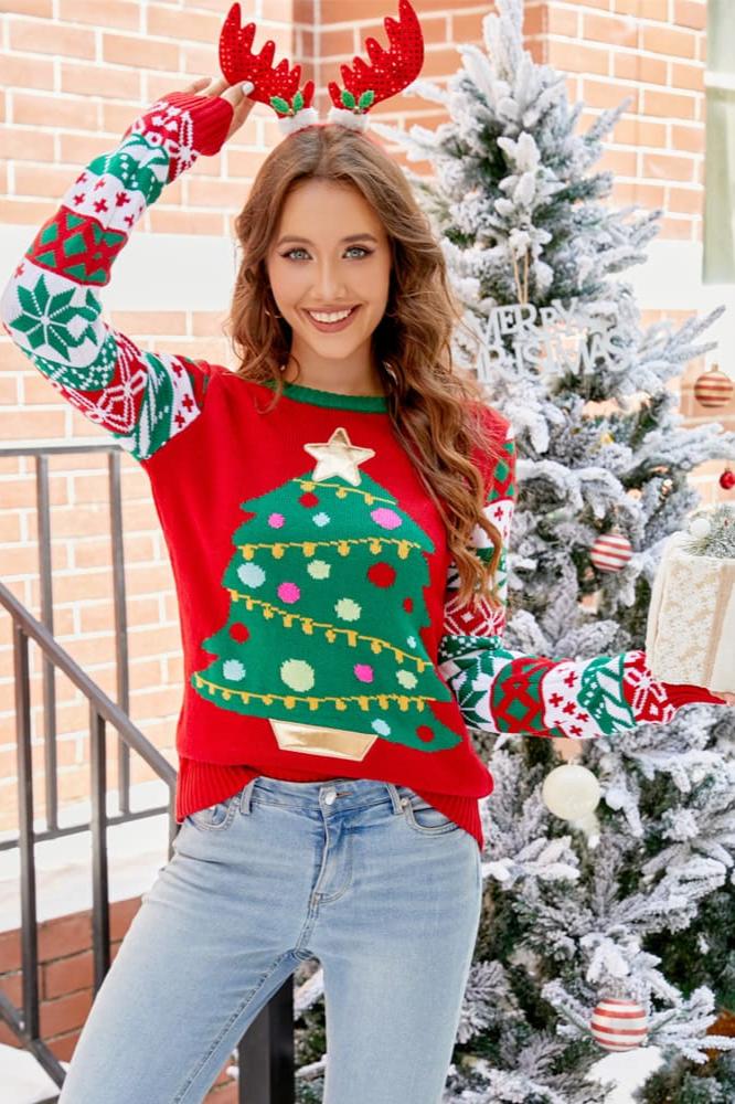 Pull tricoté avec broderie de dessin animé