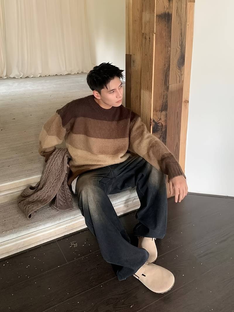 Daniel – Pull ras du cou color-block pour homme