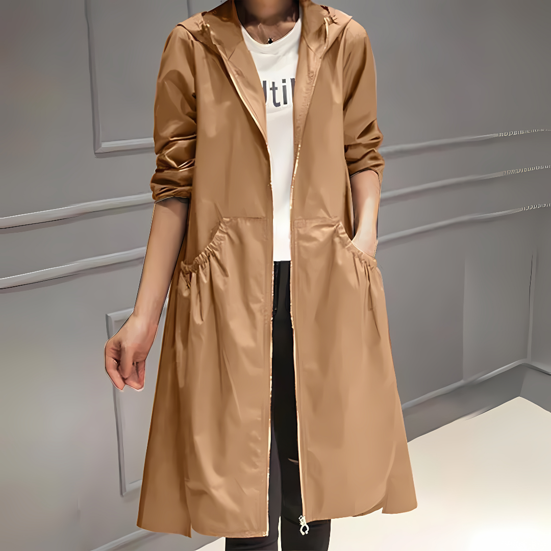 Ottilied | Damen Stilvolle Regen Mantel | Lange