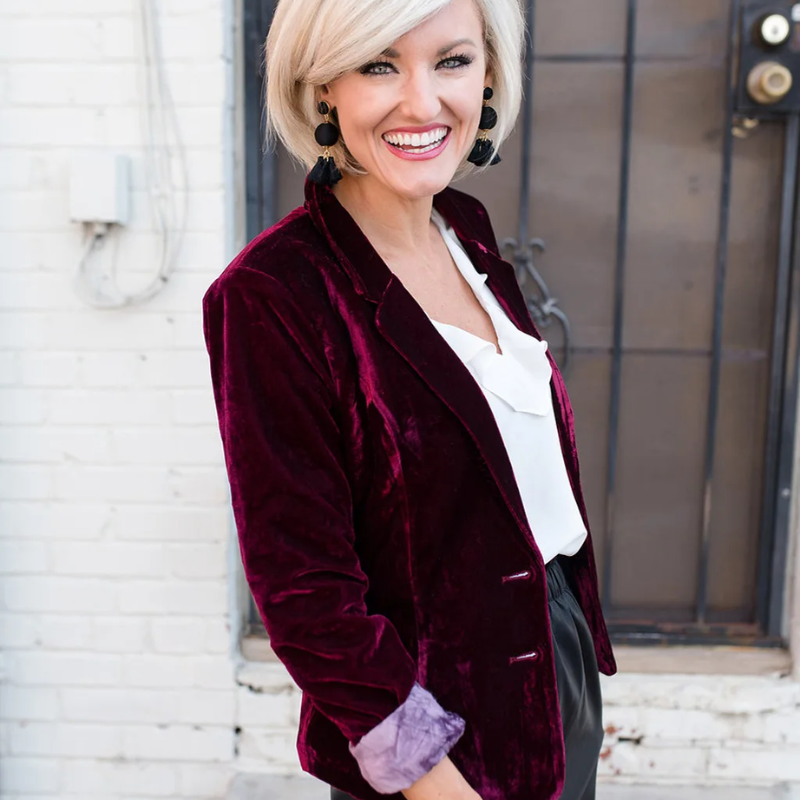 Blazer Femme Velours Met Lange Mouwen - Luxe et Comfortabel