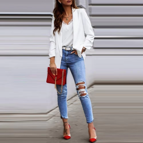 Blazer chic à manches longues pour femme - parfait pour toutes les occasions