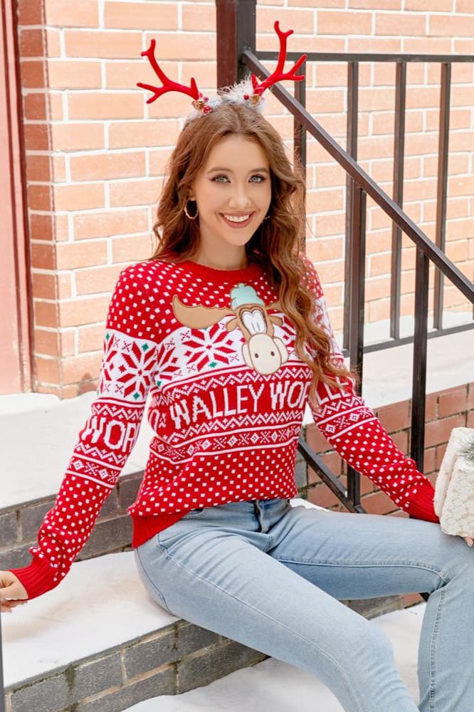 Pull tricoté avec broderie de dessin animé