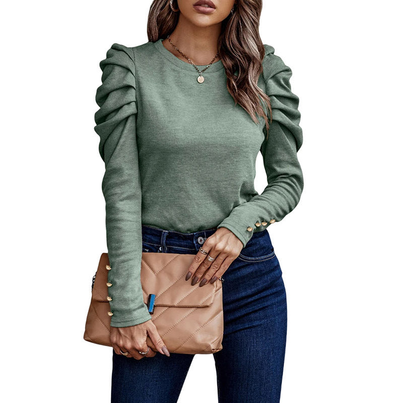 Haut à manches longues pour femme Bellachicha de couleur pure pour les occasions décontractées