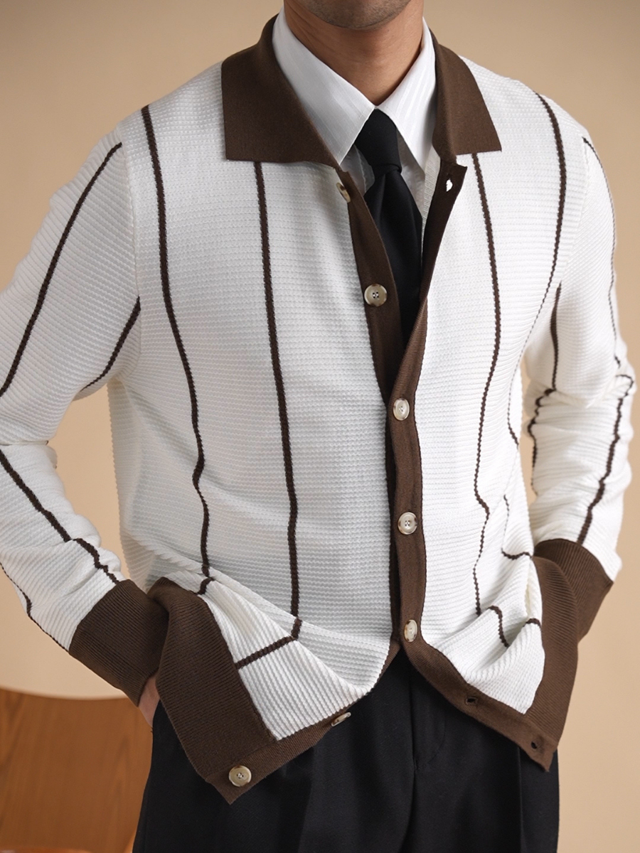 Cardigan boutonné à rayures