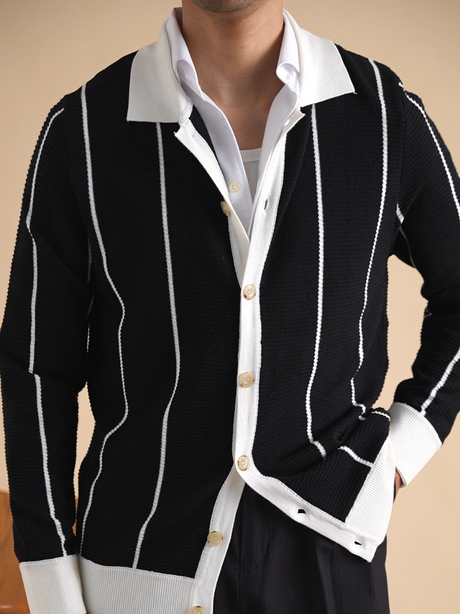 Cardigan boutonné à rayures
