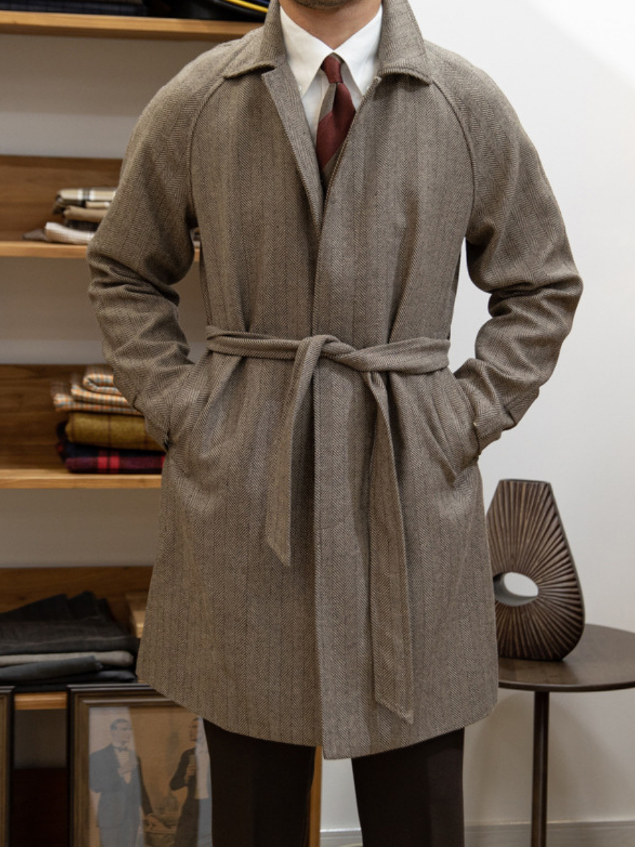 Herringbone Balmacaan Übermantel für Herren