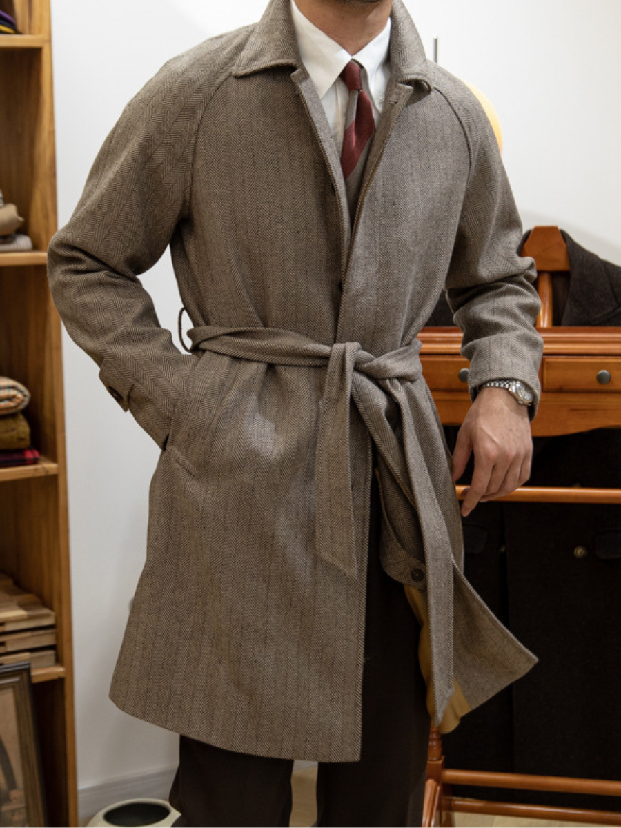 Herringbone Balmacaan Übermantel für Herren
