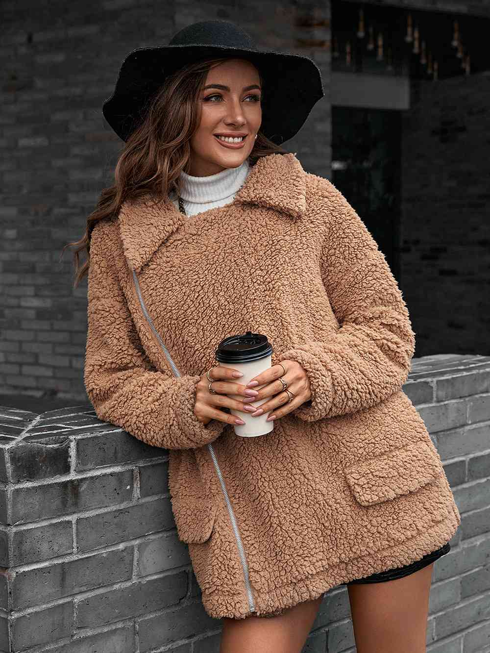 Wendellia | Veste Teddy zippée à double fermeture avec col