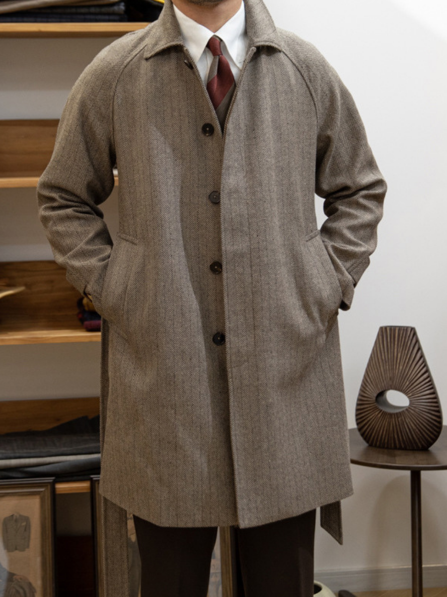 Herringbone Balmacaan Übermantel für Herren