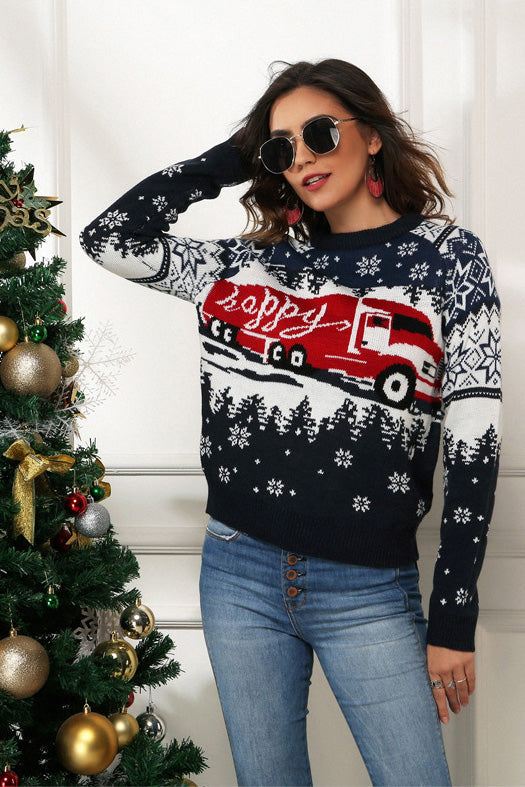 Pull de Noël à motif flocon de neige et camion