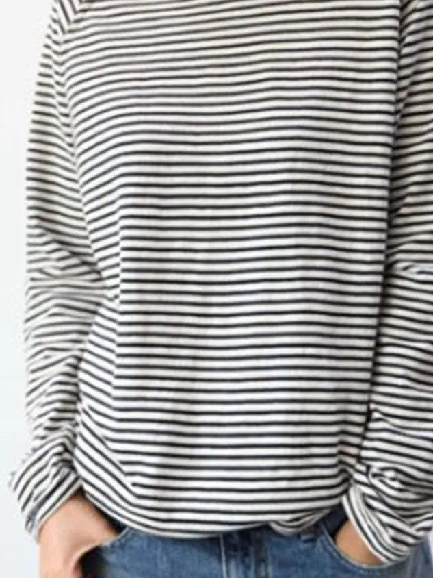 Pull femme blanc et noir : chemise basique à manches longues élégante pour l'hiver