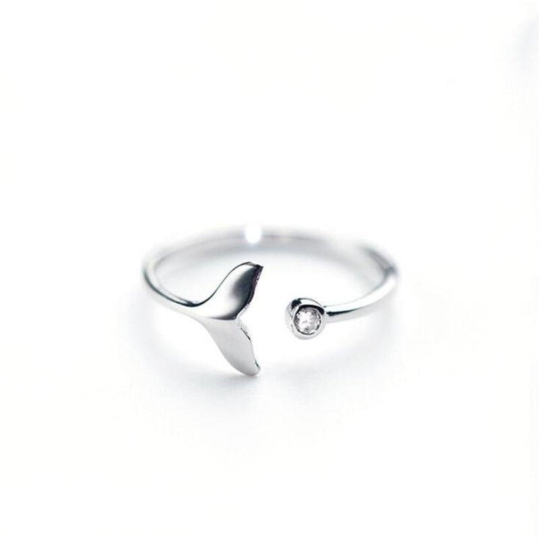 Bague queue de dauphin en argent sterling 925 et dioxyde de zirconium réglable