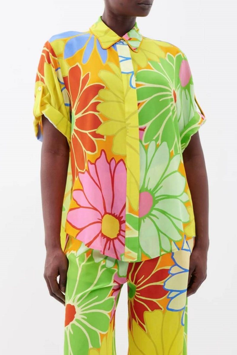 Ensemble pantalon ample à jambes larges et à la mode avec imprimé floral