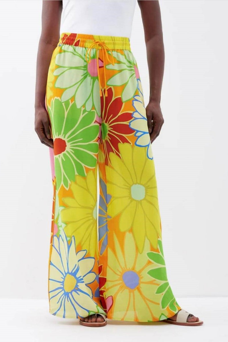 Ensemble pantalon ample à jambes larges et à la mode avec imprimé floral