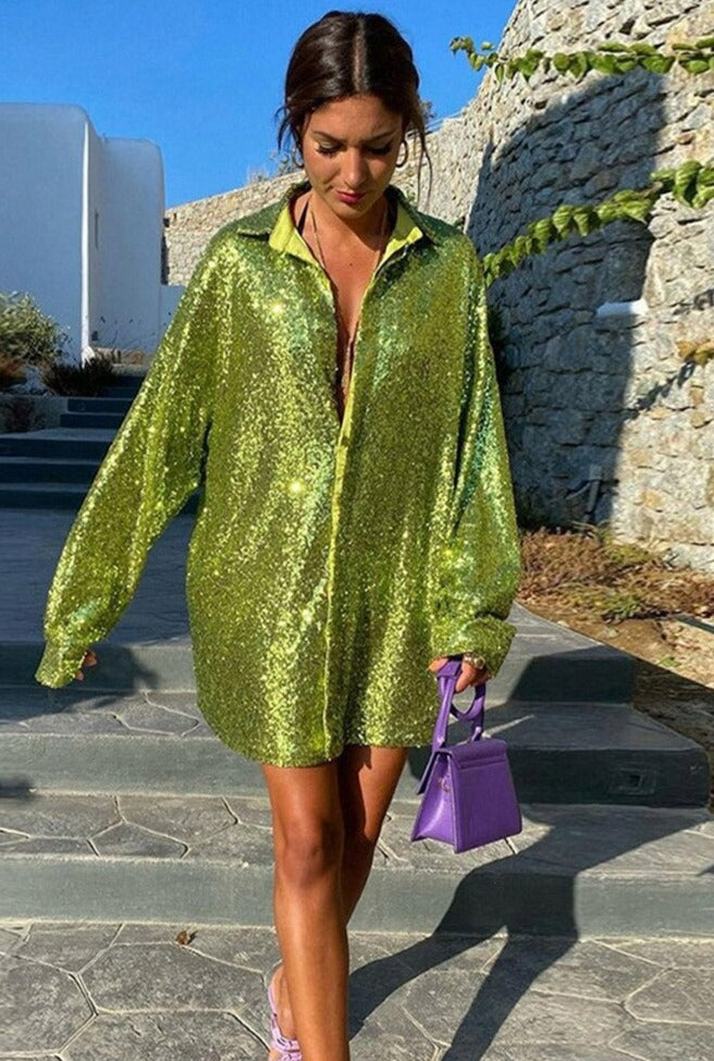 Bellachicha - Extragroßes Glitzerhemd für Damen