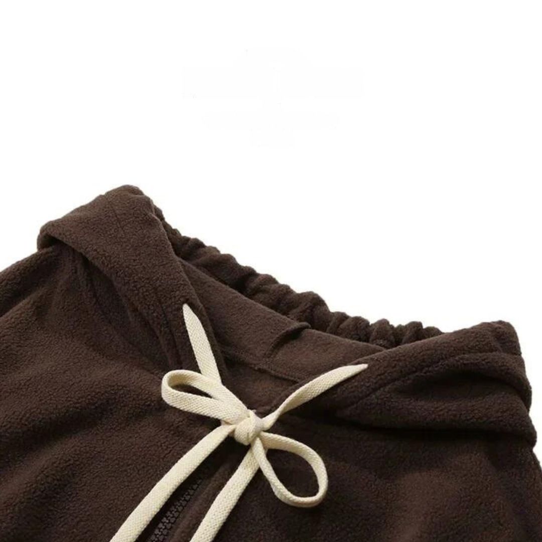 Kapuzen-Fleecejacke mit Patchwork-Design