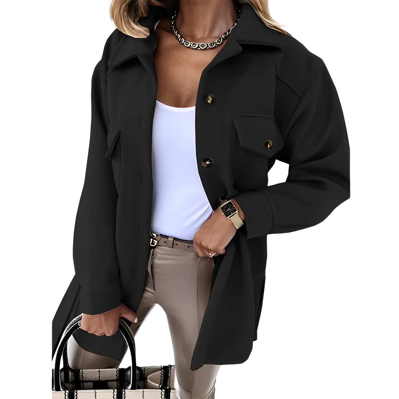 Einreihige Wolljacke mit Revers