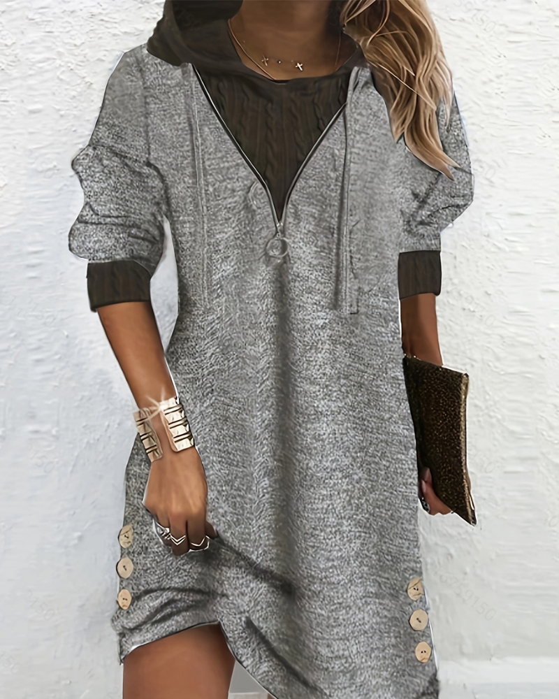 Kristi - Robe à capuche douillette aux couleurs contrastées