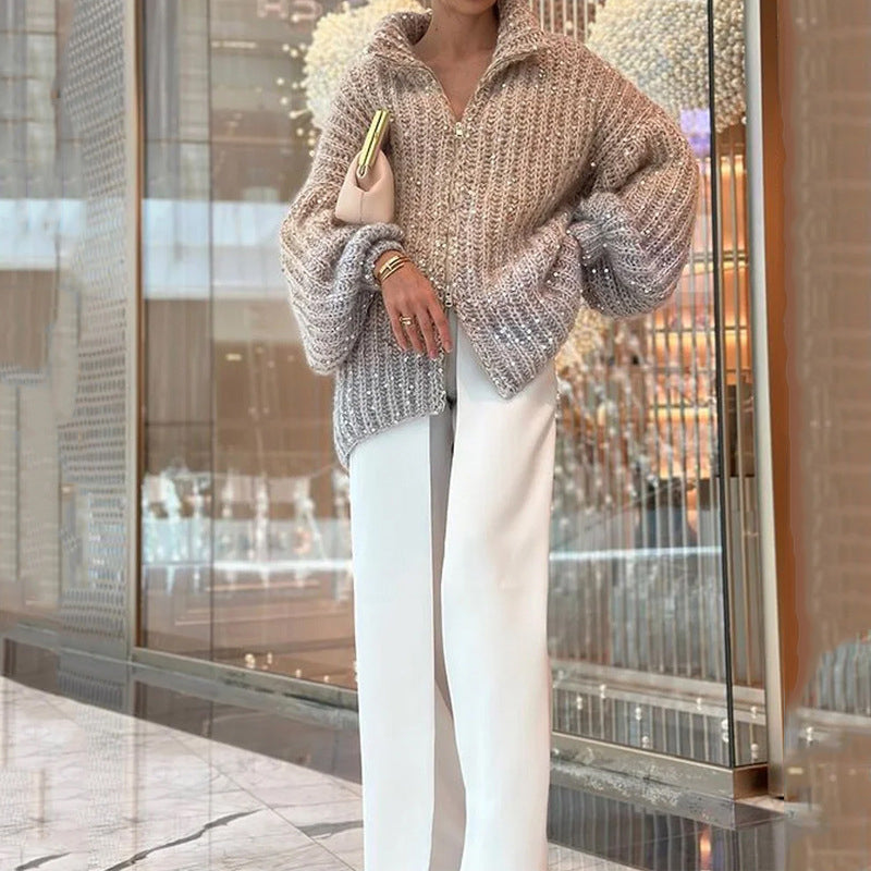 Pull en maille unie avec paillettes