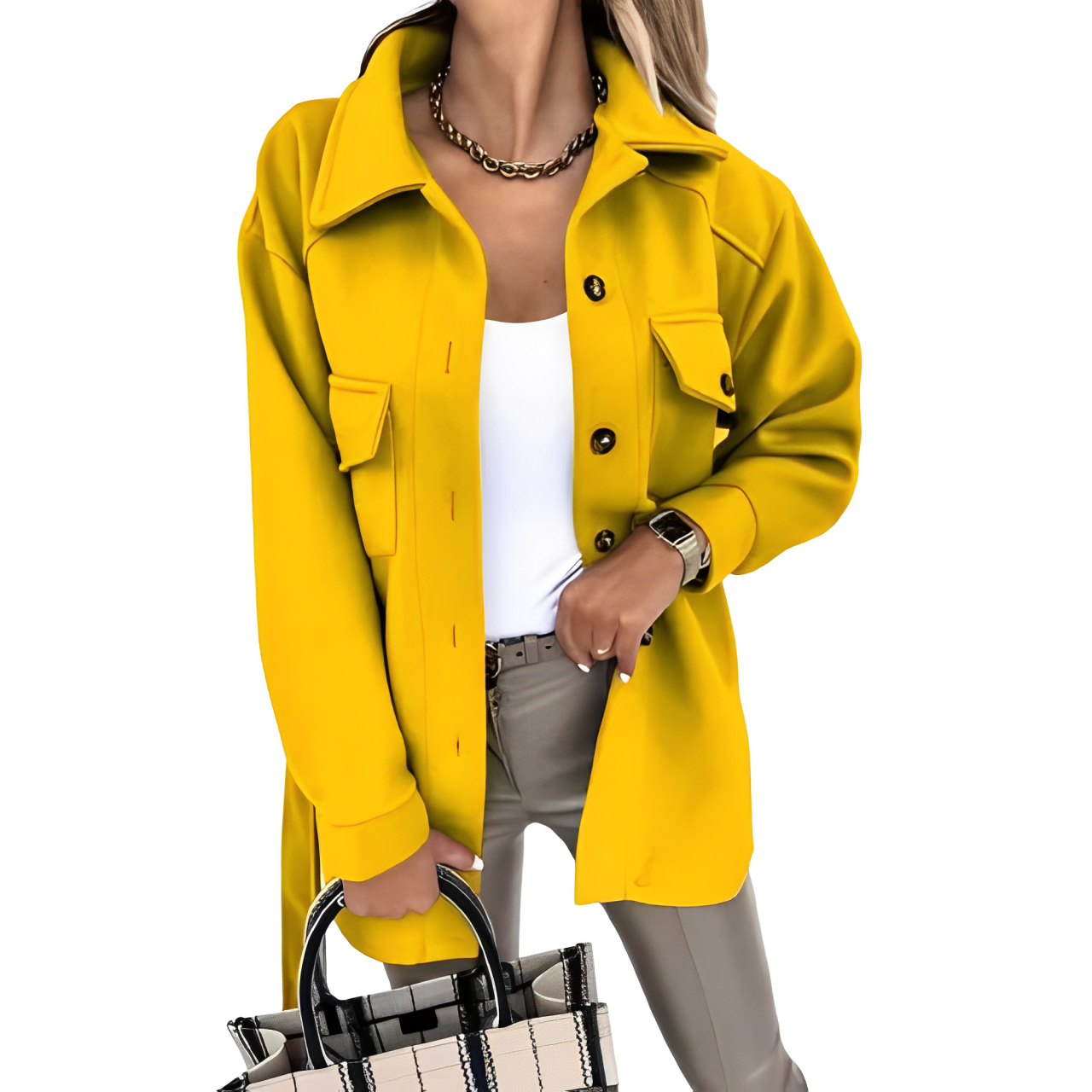 Einreihige Wolljacke mit Revers