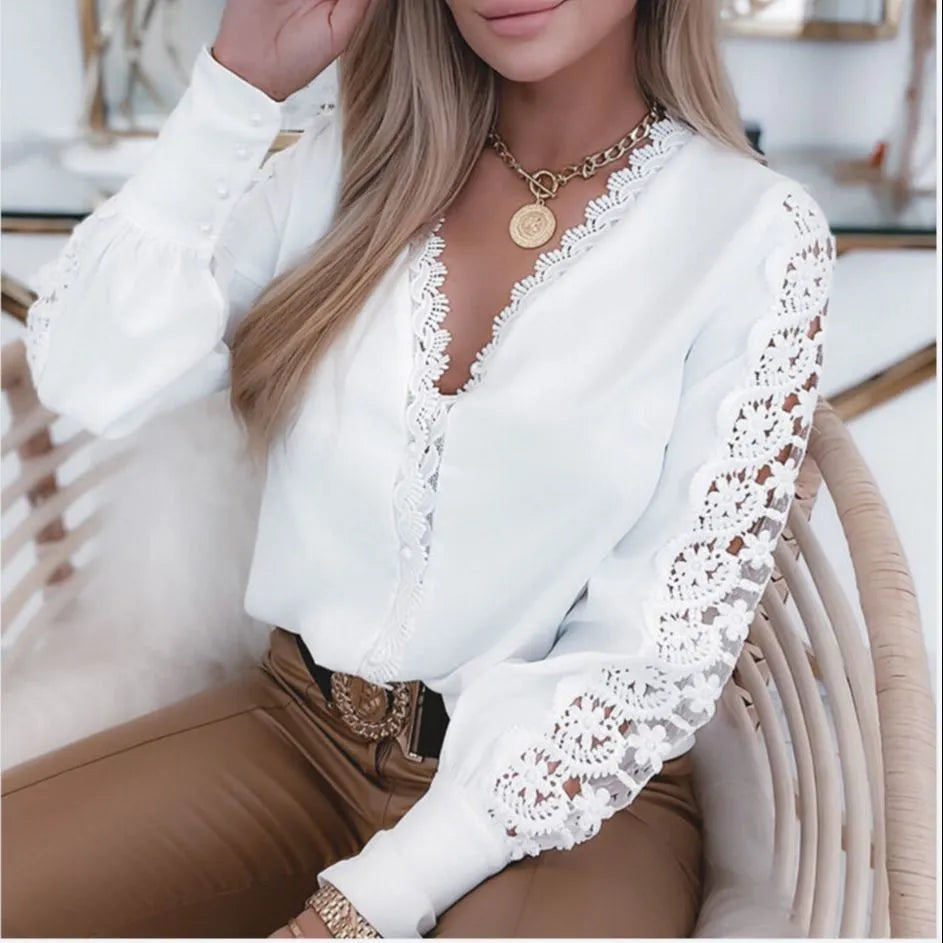 Bellachicha | Elegante weiße Damenbluse im 2024-Stil