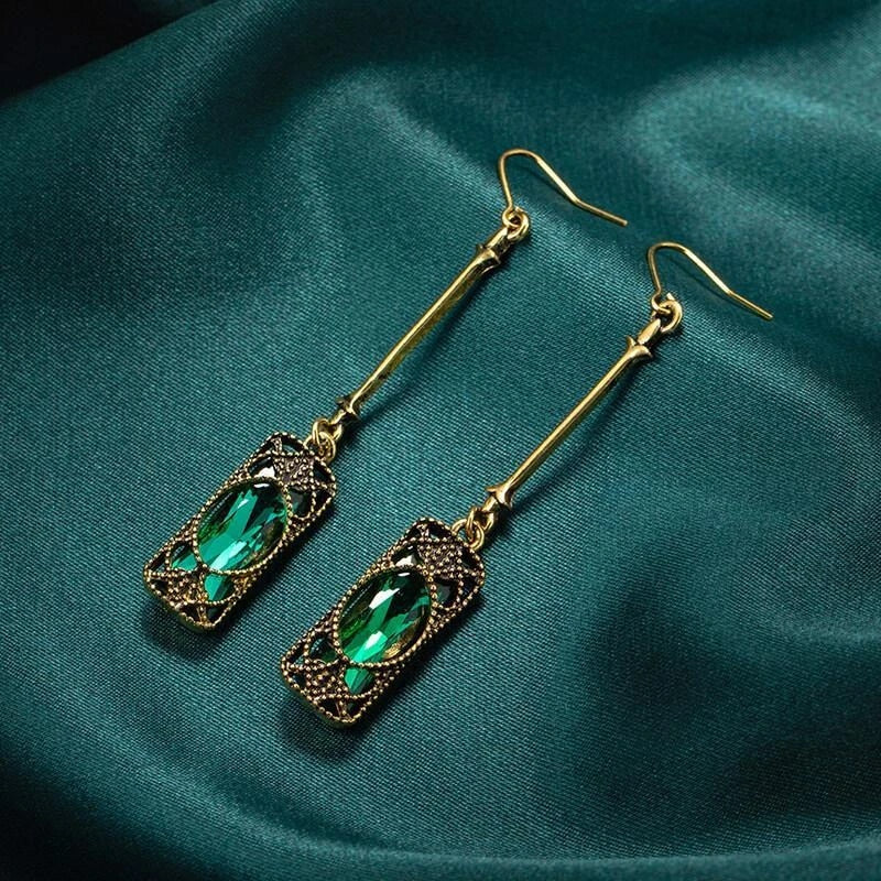 Boucles d'oreilles pendantes Green Lantern en or