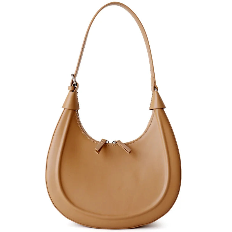 Nieuwe Vintage Okseltas Dames Grote Schoudertas Mode Echt Lederen Handtas Mode Luxe Ontwerp Zadeltas