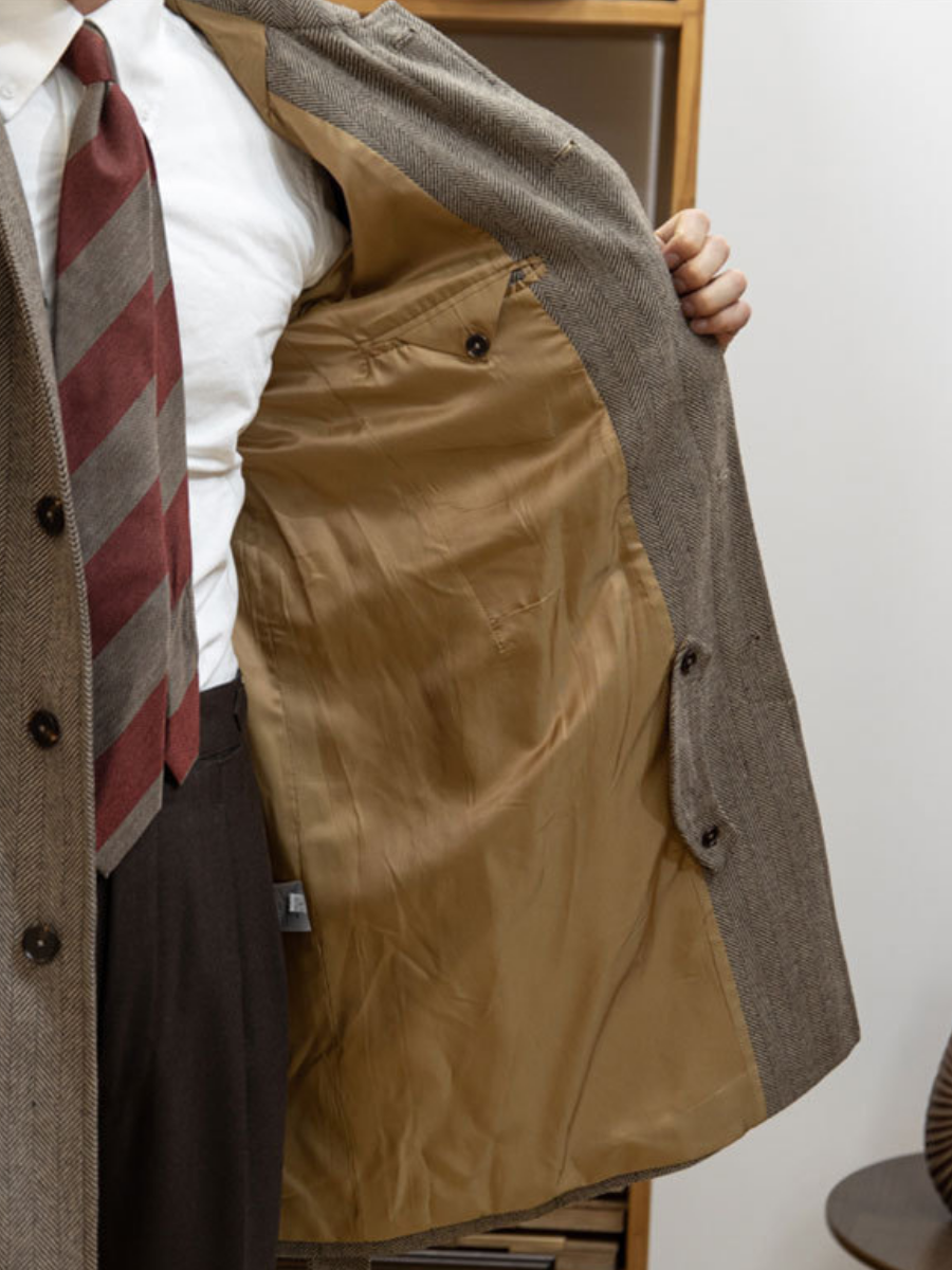 Herringbone Balmacaan Übermantel für Herren