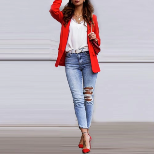 Blazer chic à manches longues pour femme - parfait pour toutes les occasions