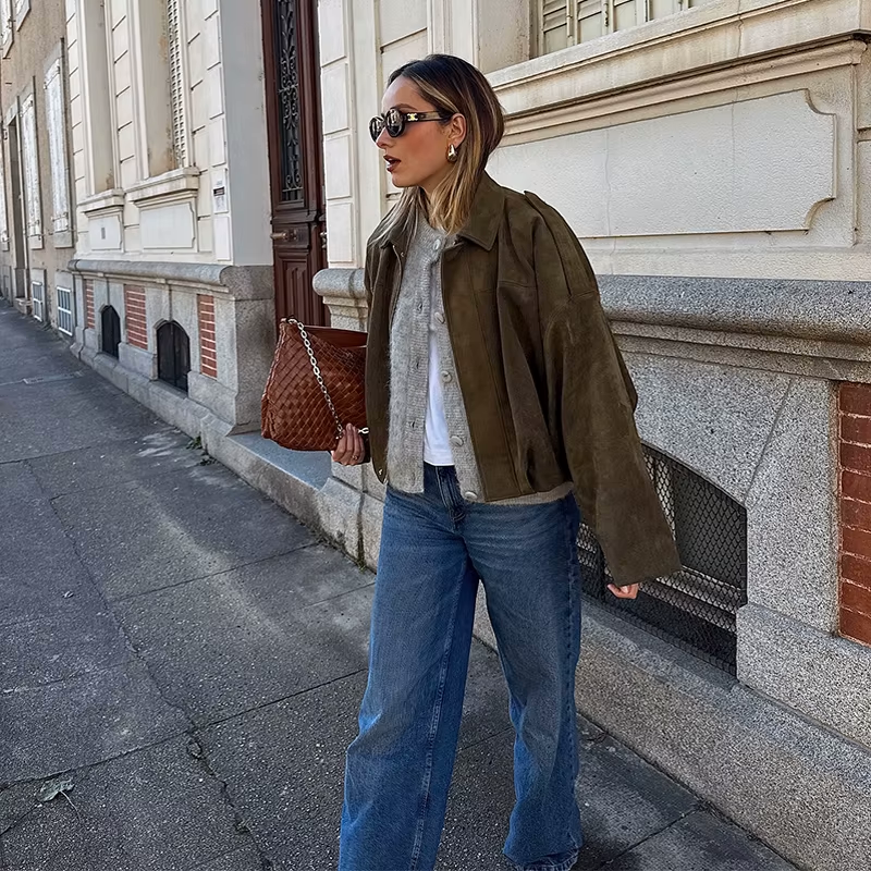 ZA Oversized Wildlederjacke