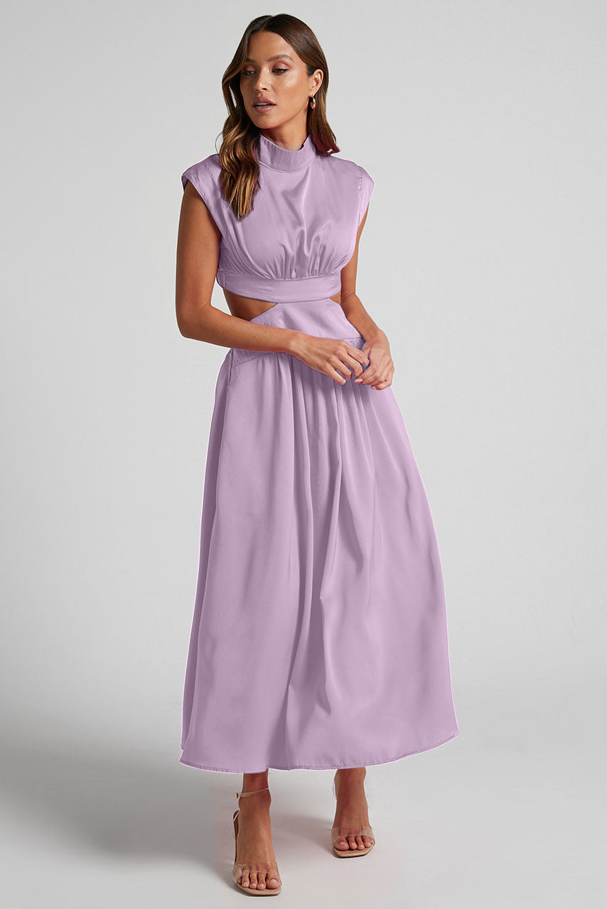 Urlaubs-Midikleid mit ausgeschnittener Taille und Taschen