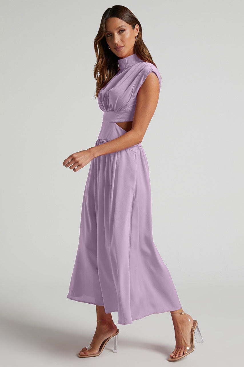 Urlaubs-Midikleid mit ausgeschnittener Taille und Taschen