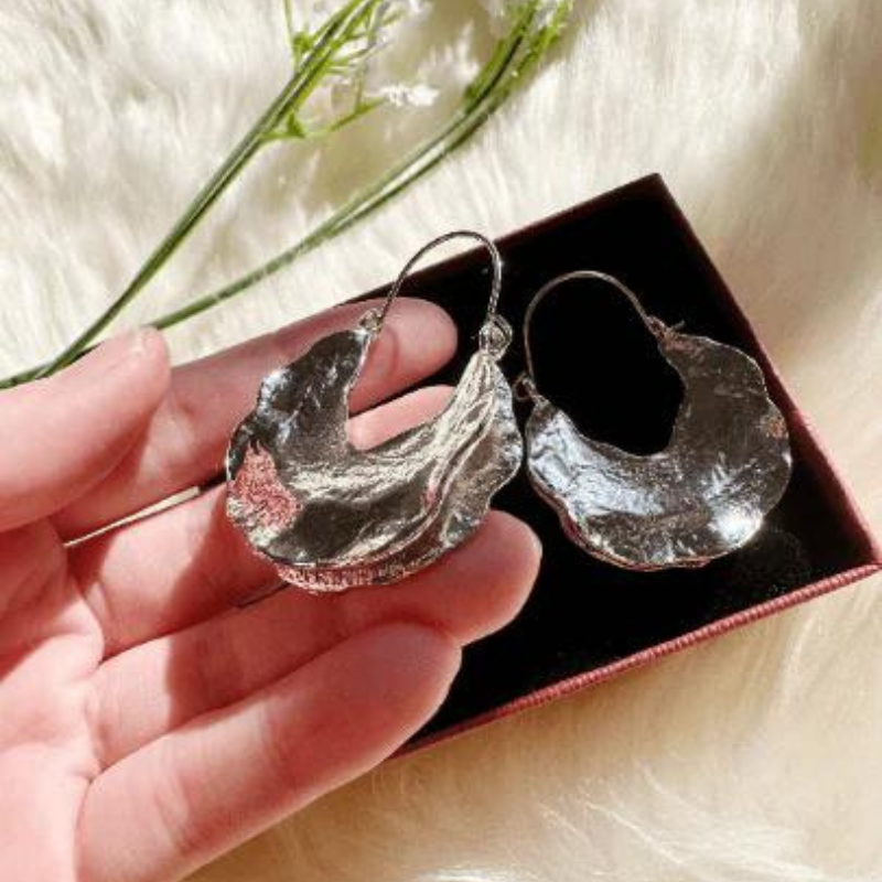 Micara - Argent texturé - Boucles d'oreilles