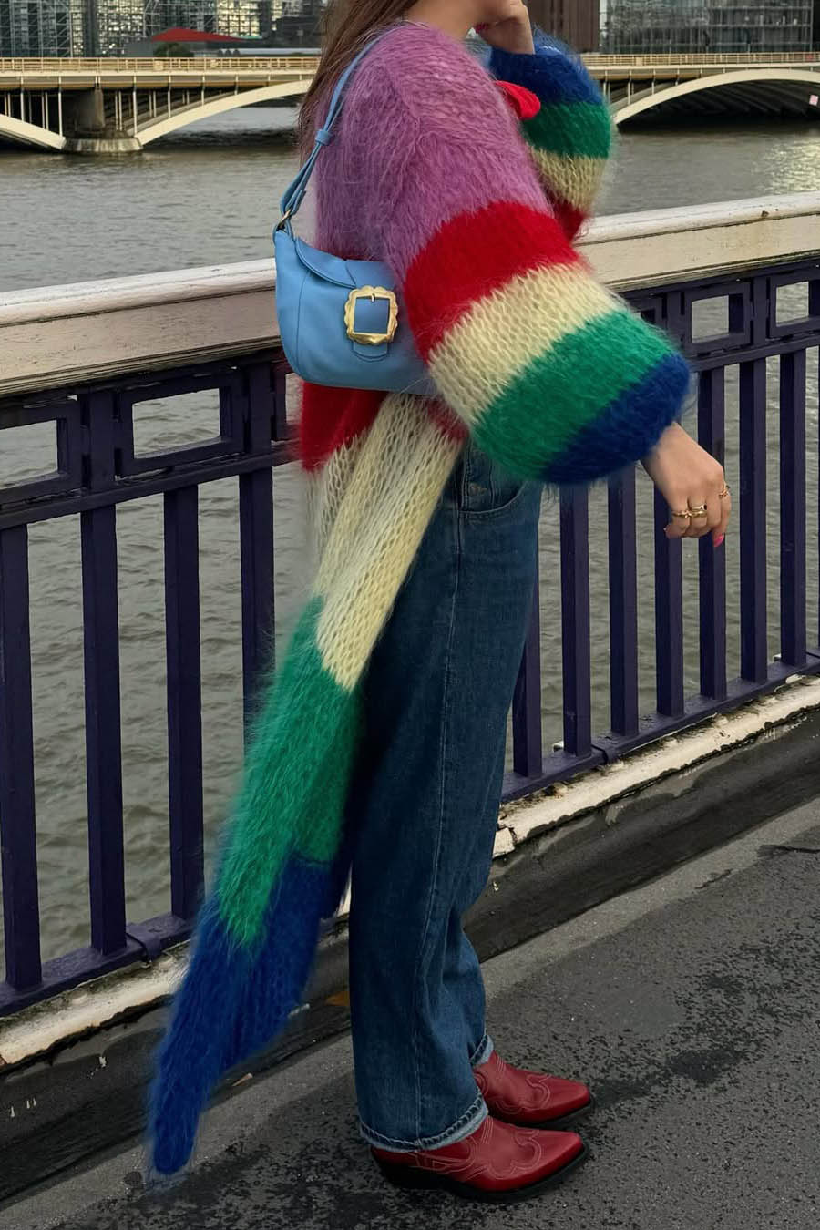 Cardigan épais à rayures Dopamine