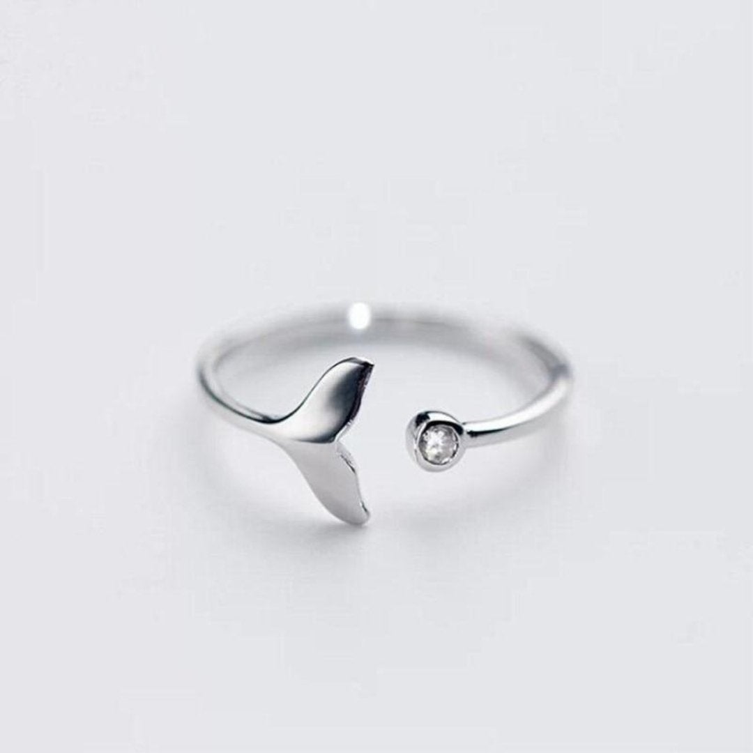 Bague queue de dauphin en argent sterling 925 et dioxyde de zirconium réglable