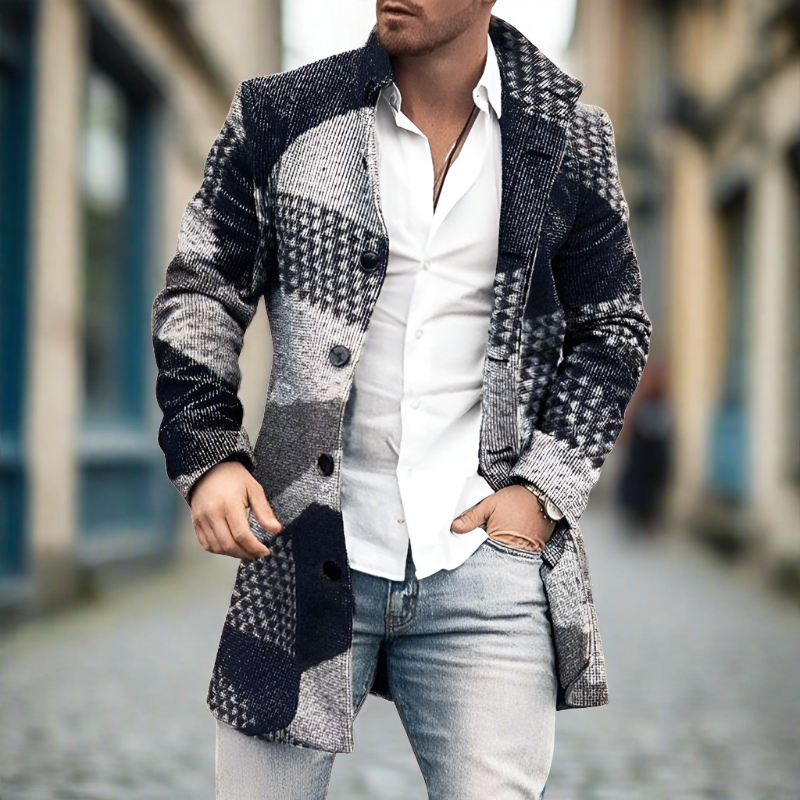 Ben - Manteau long classique en laine à col rabattu