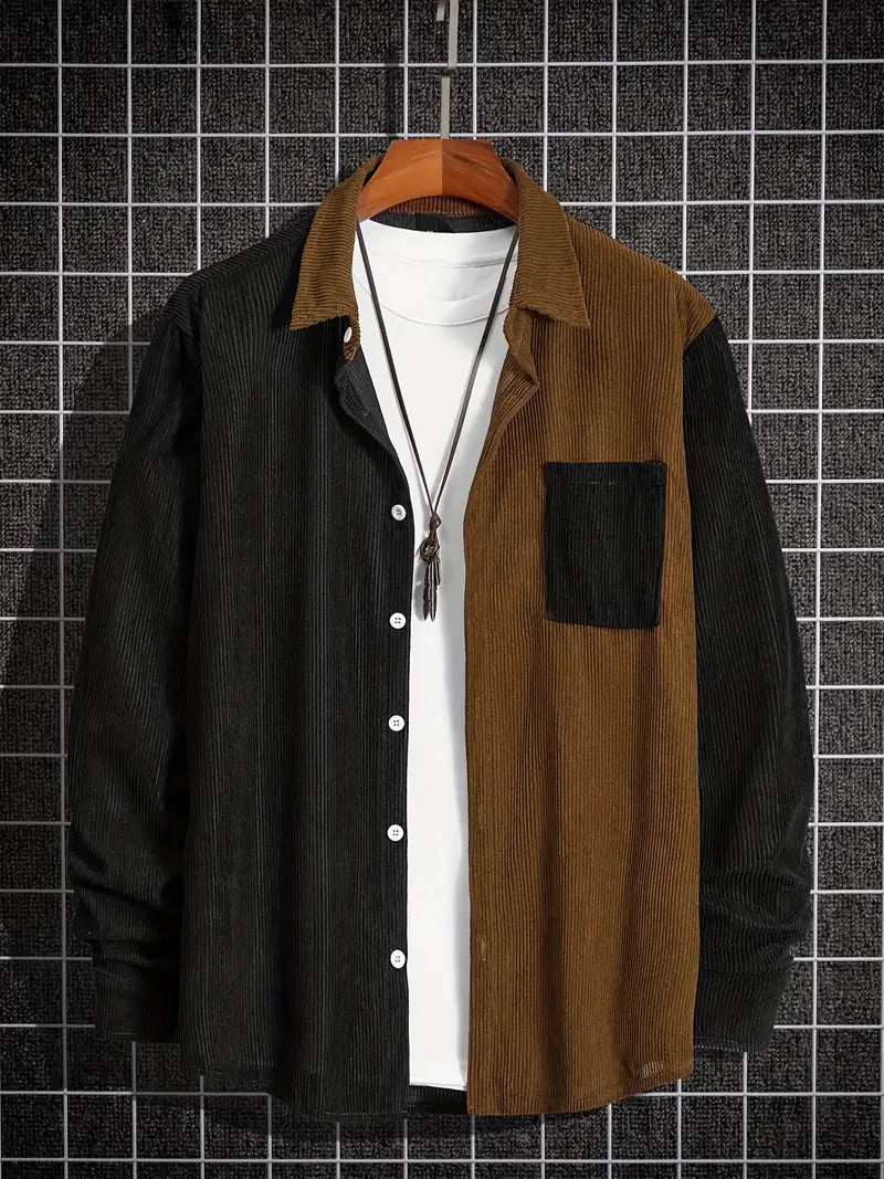 Anthony – Chemise rétro color-block pour homme