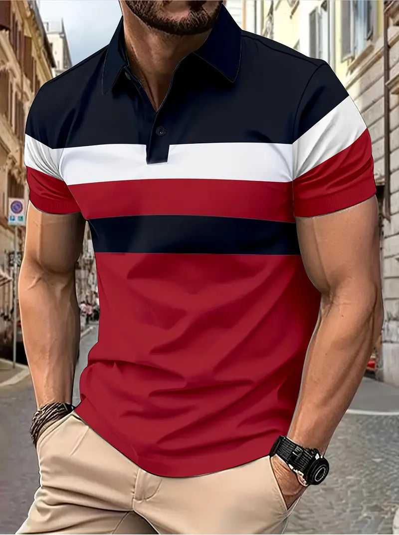 Alexander – chemise décontractée à manches courtes pour homme avec motif color block